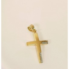 ΓΥΝΑΙΚΕΙΟΣ ΣΤΑΥΡΟΣ ΧΡΥΣΟ ΛΕΥΚΟ (ΠΕΤΡΕΣ ΖΙΡΓΚΟΝ) K14 CRWG89